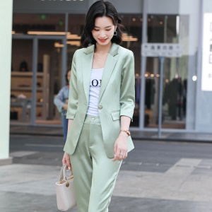 Costume femmes deux pièces (blazer à manches moyennes + pantalon décontracté) à la mode et simple