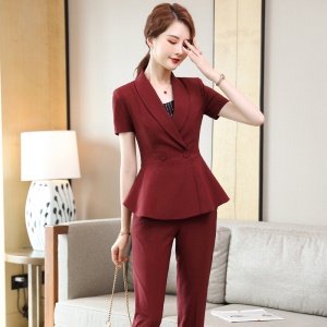 Costume femme tailleur de pantalon/jupe blazer à manches courtes