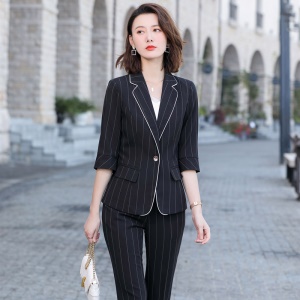Tailleur de jupe/pantalons rayures pour femme design à la mode