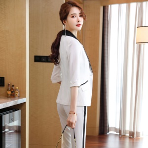 Costume femme set de 2 pièces (blazer à manches moyennes+pantalon) col stylé