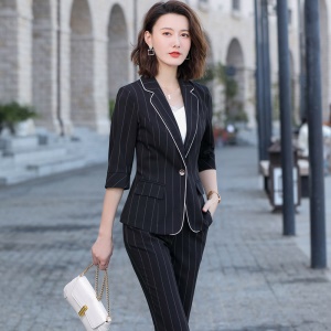 Tailleur de jupe/pantalons rayures pour femme design à la mode