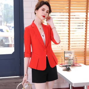 Costume à la mode deux pièces (blazer à manches moyennes+short/pantalon évasé)