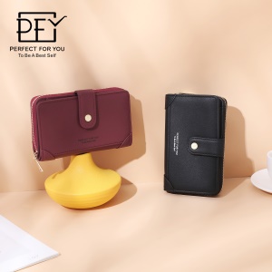 PFY Élégant Dames Portefeuilles Court avec Poche Zippée Multi Slots Porte-Cartes Porte Monnaie pour Femme