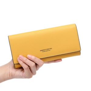 Portefeuille longue en cuir PU pour femme avec bouton-pression