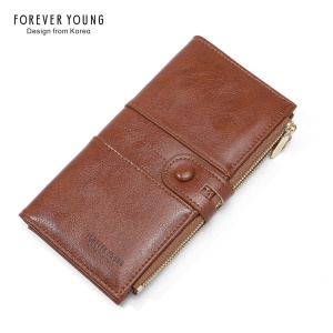 Portefeuille femme grande capacité porte-monnaie et téléphone mobile avec double fermeture à glissière