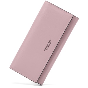 Portefeuille longue en cuir PU pour femme avec bouton-pression