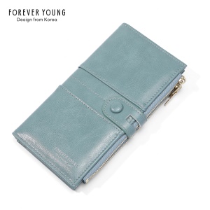 Portefeuille femme grande capacité porte-monnaie et téléphone mobile avec double fermeture à glissière