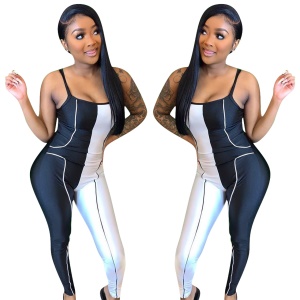 Combinaison moulante noir et blanc pour femme