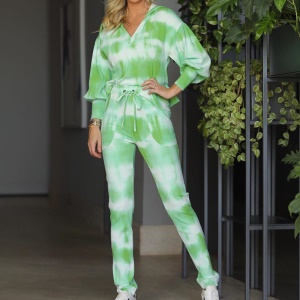 Ensemble deux pièces haut et pantalon décontracté pour femme