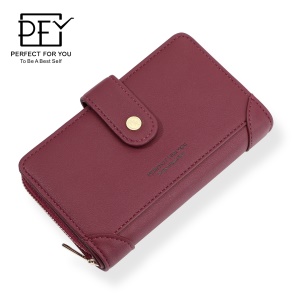PFY Élégant Dames Portefeuilles Court avec Poche Zippée Multi Slots Porte-Cartes Porte Monnaie pour Femme