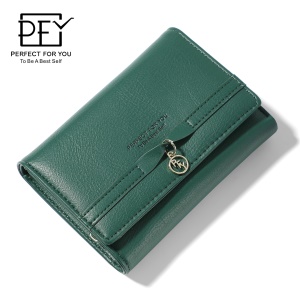 Portefeuille Court pour Femme avec Ornements Porte-Monnaie en Cuir PU
