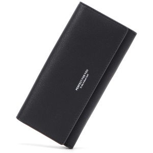 Portefeuille longue en cuir PU pour femme avec bouton-pression