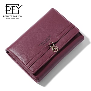 Portefeuille Court pour Femme avec Ornements Porte-Monnaie en Cuir PU