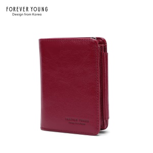 Portefeuille femme porte monnaie en cuir ciré à l'huile Multifonctionnel