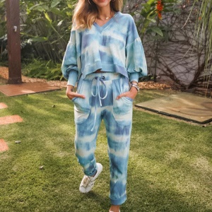 Ensemble deux pièces haut et pantalon décontracté pour femme