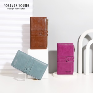 Portefeuille femme grande capacité porte-monnaie et téléphone mobile avec double fermeture à glissière