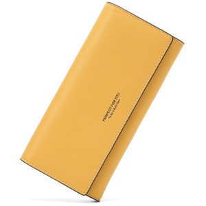 Portefeuille longue en cuir PU pour femme avec bouton-pression