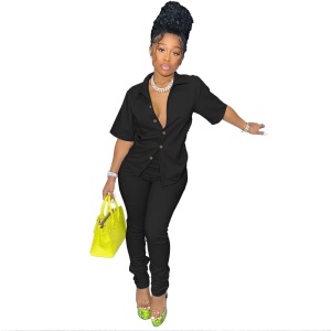Ensemble chemise courte + pantalon pour femme