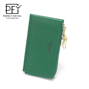 Portefeuille de grande capacité avec porte-clés fermeture éclair Porte-monnaie en cuir