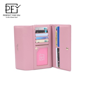 Femme porte-monnaie et téléphone mobile portefeuille en cuir à grande capacité