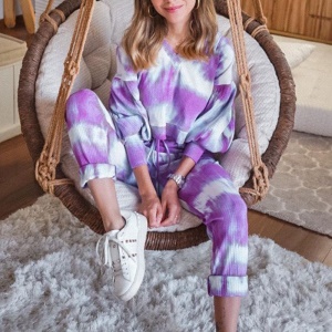 Ensemble deux pièces haut et pantalon décontracté pour femme