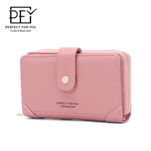 PFY Élégant Dames Portefeuilles Court avec Poche Zippée Multi Slots Porte-Cartes Porte Monnaie pour Femme