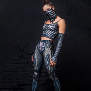 Ensemble 2 pcs top à bretelles +legging pour halloween