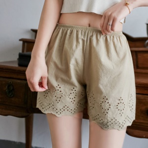 Short de sécurité pour les filles en coton et lin avec broderie