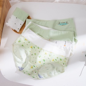 Culotte femme imprimé en coton taille haute ventre plat