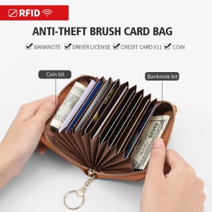 WEICHEN Portefeuille en cuir PU femme porte-cartes anti-magnétique