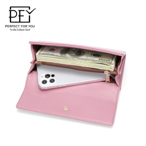 Femme porte-monnaie et téléphone mobile portefeuille en cuir à grande capacité