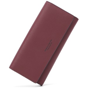 Portefeuille longue en cuir PU pour femme avec bouton-pression