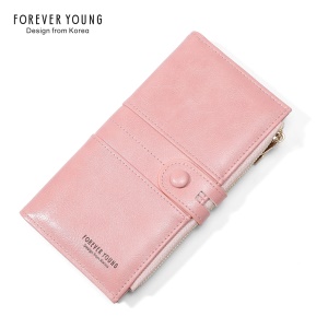 Portefeuille femme grande capacité porte-monnaie et téléphone mobile avec double fermeture à glissière
