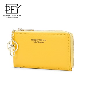 Portefeuille de grande capacité avec porte-clés fermeture éclair Porte-monnaie en cuir