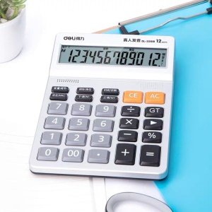 Calculatrice à commande vocale deli 12 bits grand écran boutons en plastique