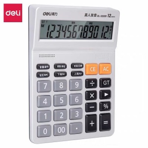 Calculatrice à commande vocale deli 12 bits grand écran boutons en plastique