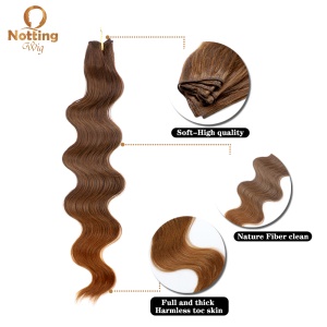 Mèches de cheveux synthétiques 19.2 pouces cheveux bruns et lisses