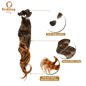 Extension de cheveux en fibre de haute température cheveux marron ondulé