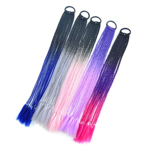 Perruque mèches tressée en fibre synthétique multi-couleur 24 pouces