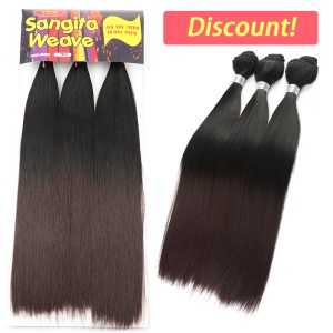 Extension de cheveux lot de 3 pièces 16 pouces de fibres haute température cheveux longs et lisses