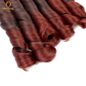 16 pouces extension de cheveux en fibre haute température lot de 6PCS cheveux rouge bouclés