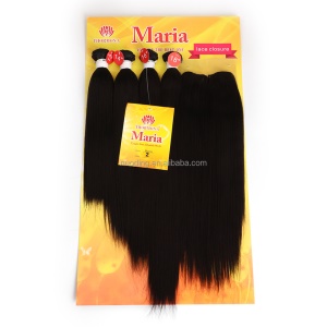 Extension de cheveux lot de 6 pièces cheveux noir longs et raides avec fermeture en dentelle 4 longueurs differentes