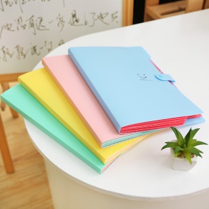 Pochette plastique de rangement de documents 5 couches avec bouton-pression