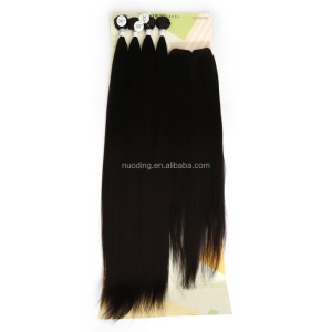 Extension de cheveux lot de 4 pièces 30 pouces cheveux noir longs et lisses fibre de haute température