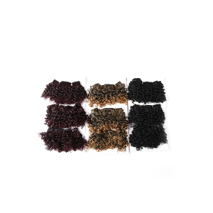 Extension de cheveux bouclée courts noirs 4 pouces Fibres de haute température