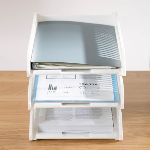 Support de rangement de documents A4 trois couches en plastique 33,5 * 26 * 25,5 cm