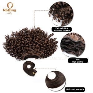 Perruque court synthétiques résistant à la chaleur 11,4 pouces cheveux marron bouclés