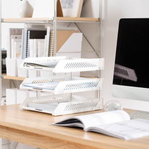Support de rangement de documents A4 trois couches en plastique 33,5 * 26 * 25,5 cm