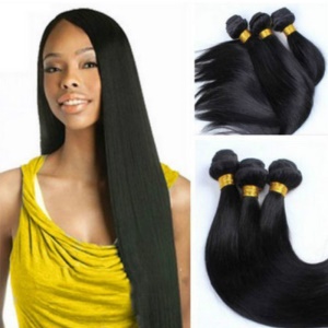Extension de cheveux en fibres de haute température Cheveux noirs longs lisses et souples