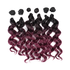 Mèches de cheveux synthétiques ensemble de 6 pièces 16-20 pouces cheveux bouclés